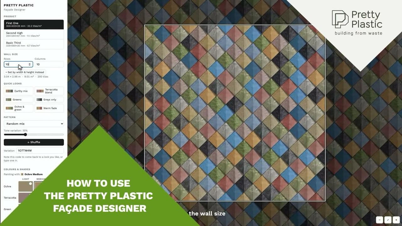 Pretty Plastic Façade Designer: choosing tiles, colours and patterns for a facade design