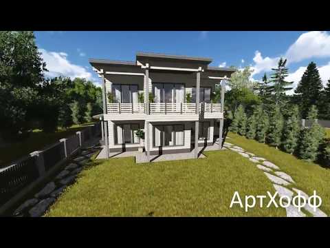 Проект коттеджа из клееного бруса с 3D визуализацией