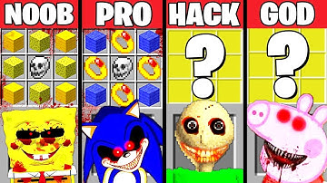 Minecraft Battle: HORROR .EXE CRAFTING CHALLENGE - NOOB vs PRO vs HACKER vs GOD Minecraft Animation
