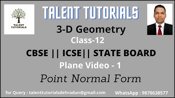 3-D GEOMETRY|| VIDEO - 1|| HOW TO FIND EQUATION OF A PLANE || TALENT TUTORIALS|| #talenttutorials