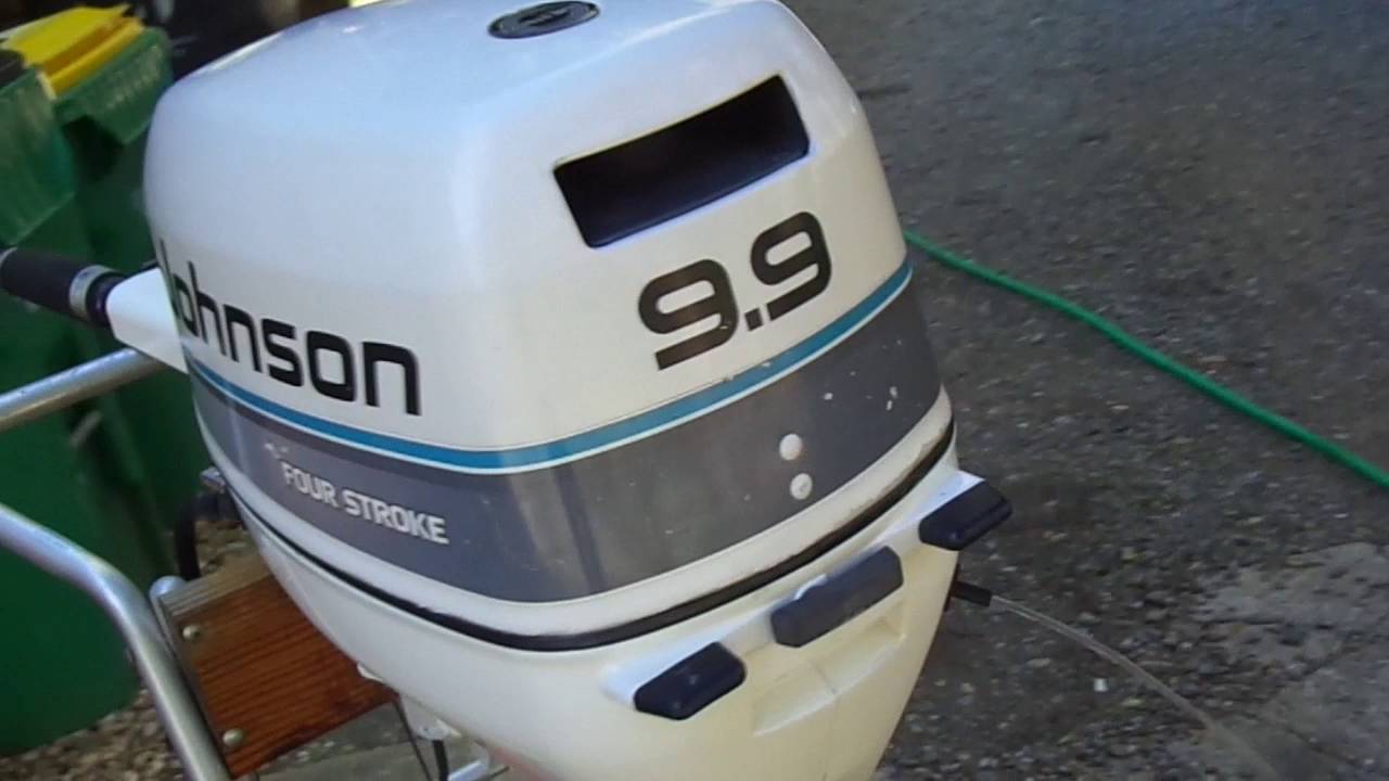 Cold start of 1997 Johnson 9.9 HP 4 stroke outboard. YouTube