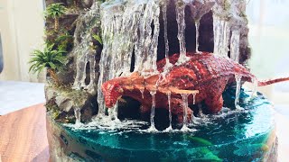 The Drenching of Boreopelta: a Waterfall Diorama