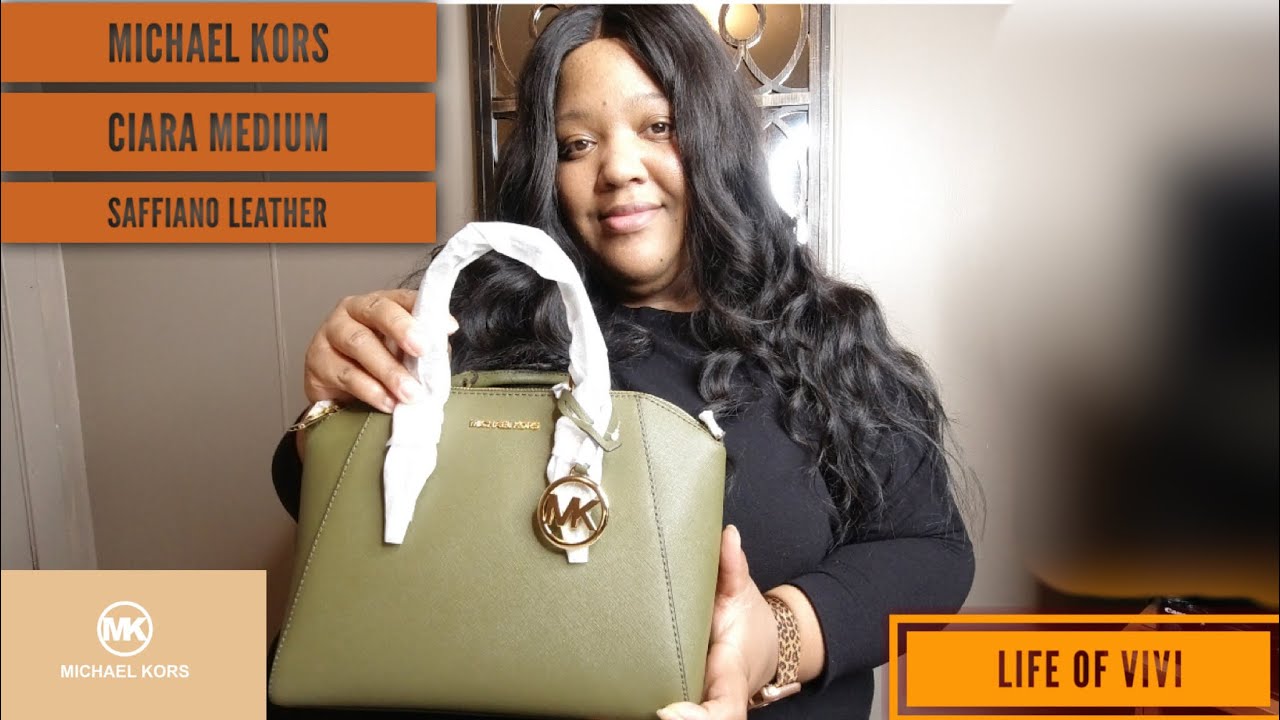 MUST SEE! MICHAEL KORS CIARA MEDIUM SAFFIANO LEATHER 