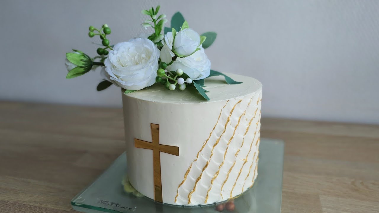 layer cake mangue coco, thème baptême.