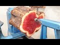 Woodturning - Red Lamp shade 【木工旋盤】職人技で、丸太からランプシェード!