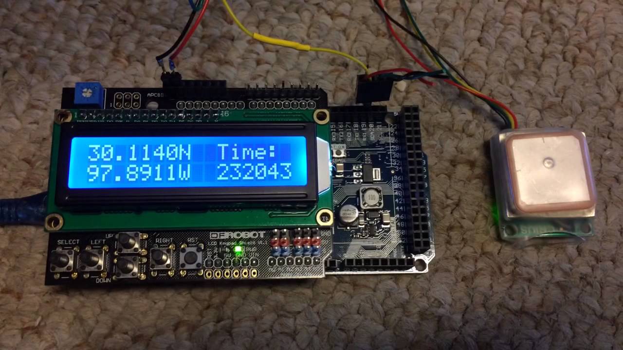 Arduino Dué and LCD+GPS - YouTube