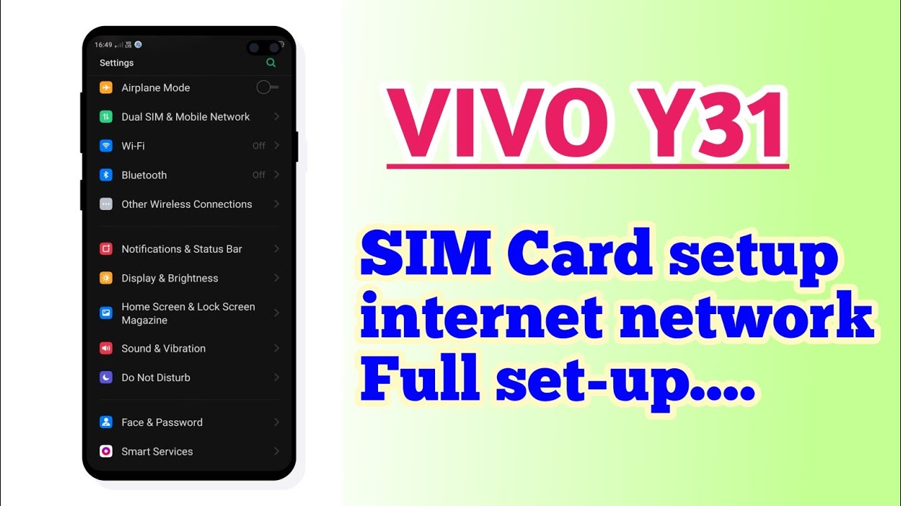 VIVO Y31 , SIM Card setup internet network problem full set-up - YouTube