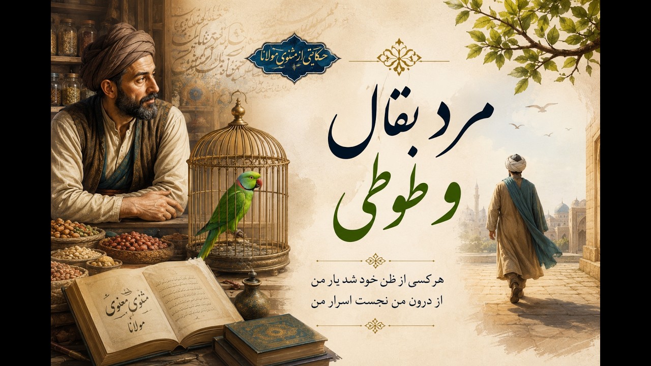قصه های مثنوی : مرد بقال و طوطی