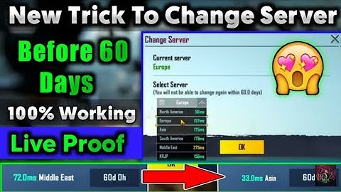 How to change Server in Pubg Mobile ✔︎ How to change server Befour 60 Days in Pubg Mobile  Server