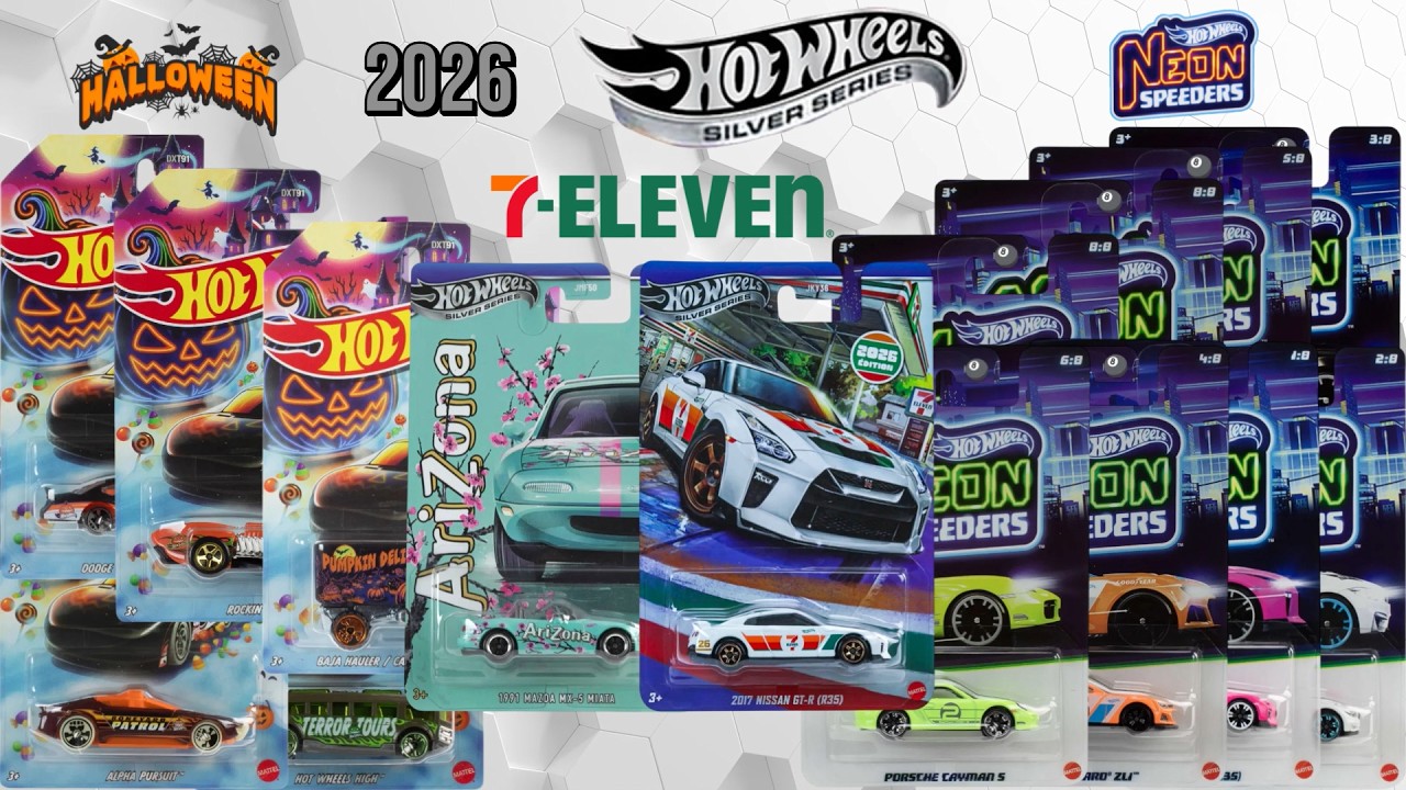 2026 Hot Wheels 7-Eleven, Arizona Tea Promo Cars, Neon Speeders