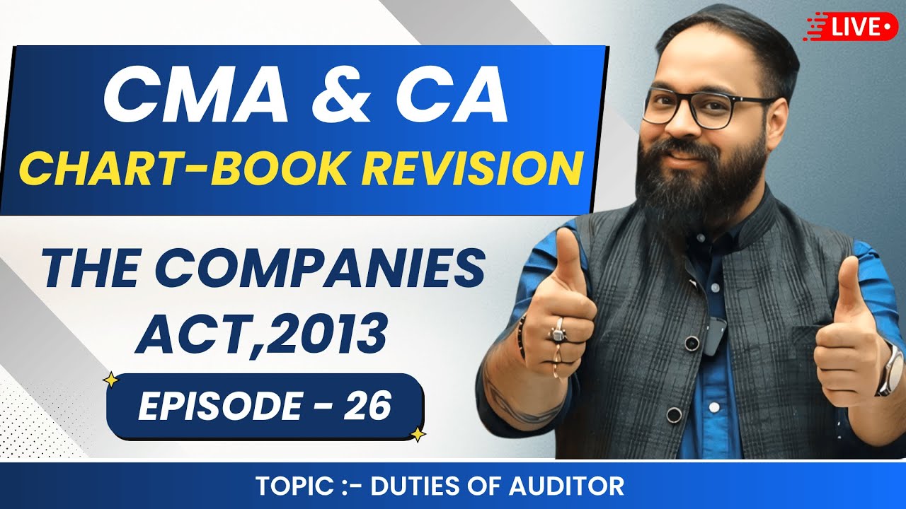 Ep. 26 | Duties of Auditor in Companies Act, 2013 | CA CMA Law Chart Book Revision