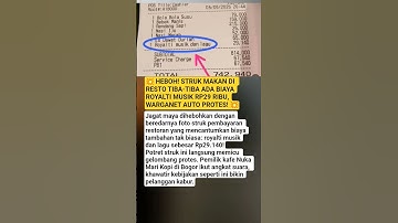 Thumbnail of 💥 HEBOH! STRUK MAKAN DI RESTO TIBA-TIBA ADA BIAYA ROYALTI MUSIK RP29 RIBU, WARGANET AUTO PROTES! 💥