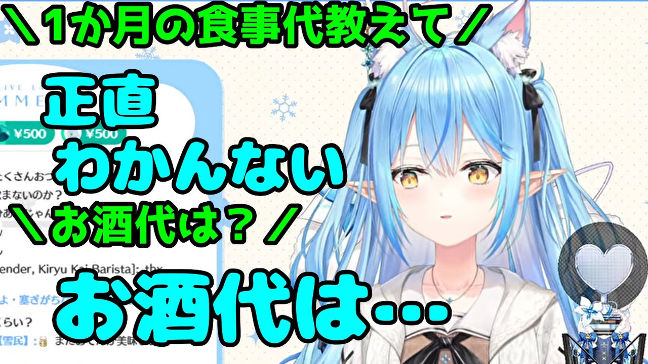 1か月の食費を考えるラミィちゃん【雪花ラミィ切り抜き】
