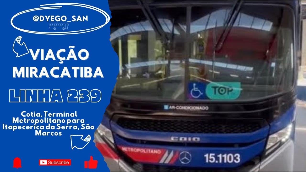 Trajeto da linha 239, Cotia, Terminal Metropolitano para Itapecerica da Serra, São Marcos.