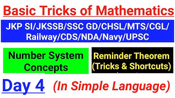 Number System - Remainder Theorem | Concepts & Tricks | JKP SI/JKSSB/SSC/Railway/CDS/NDA/PSC/GD/Navy