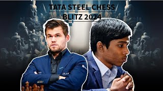 Carlsen Vs Praggna Tata Steel Chess Blitz 2024.