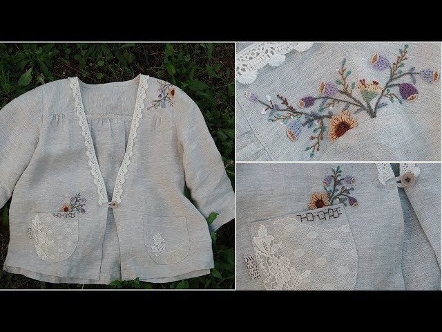 린넨재킷에 프랑스자수로 수놓기 │ Patchwork Embroidered Linen Jacket│ How To  Make DIY Crafts Tutorial