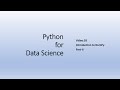 L3 Introduction to NumPy Part II