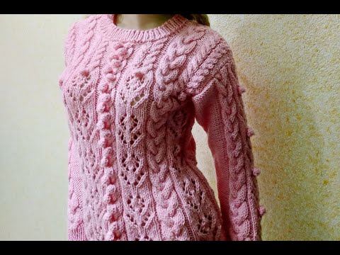 Вязание ажурного джемпера. Knitting of a beautiful jumper. - YouTube