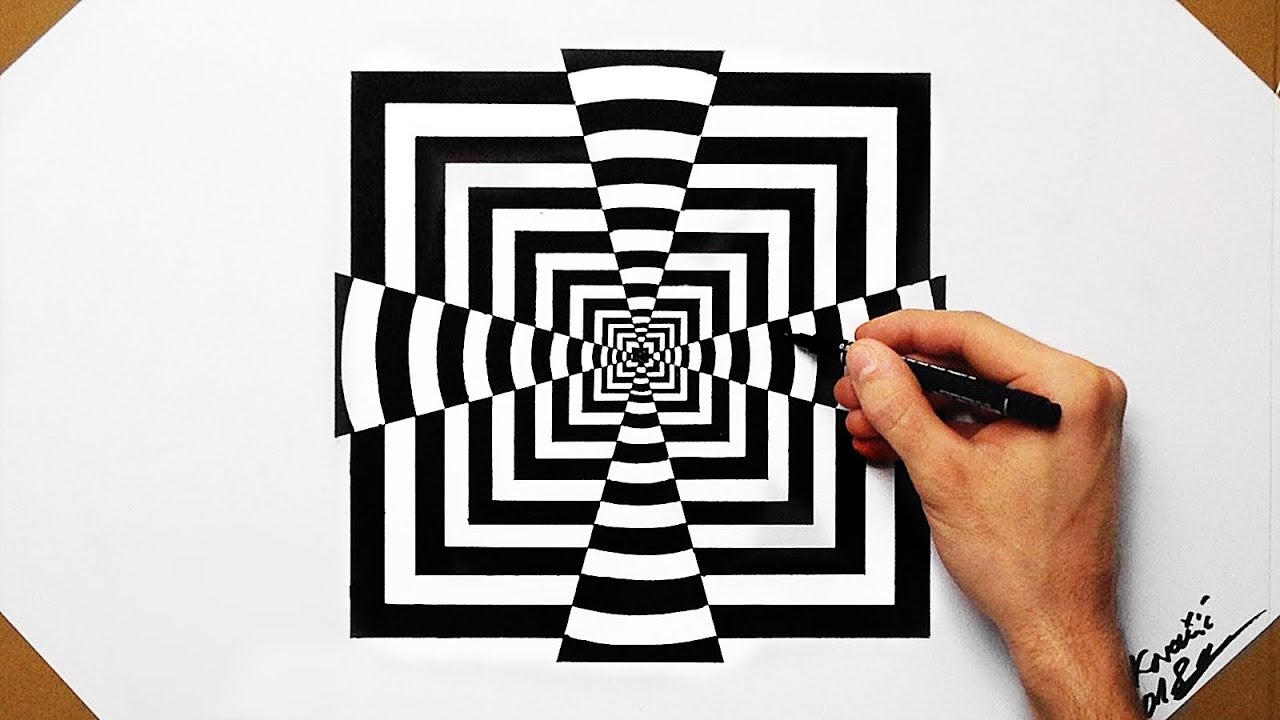 Cool Optical Illusion Quadrate - Speed Drawing 2018 ( How To Draw ...