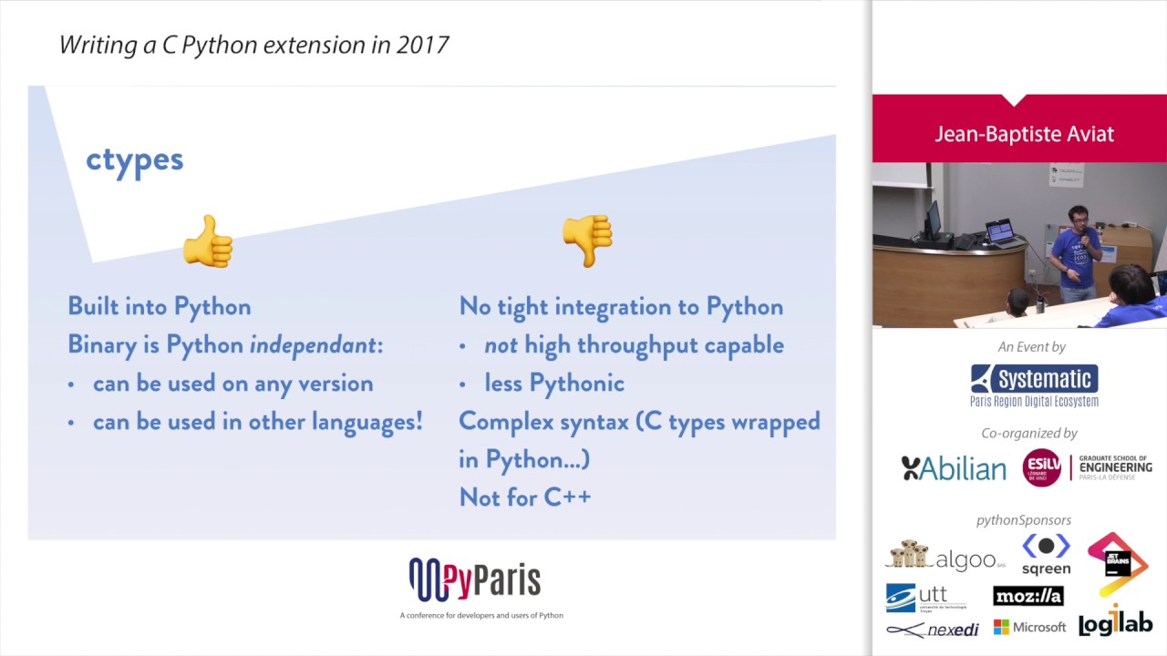 PyParis 2017 - Writing a C Python extension in 2017 by Jean-Baptiste ...