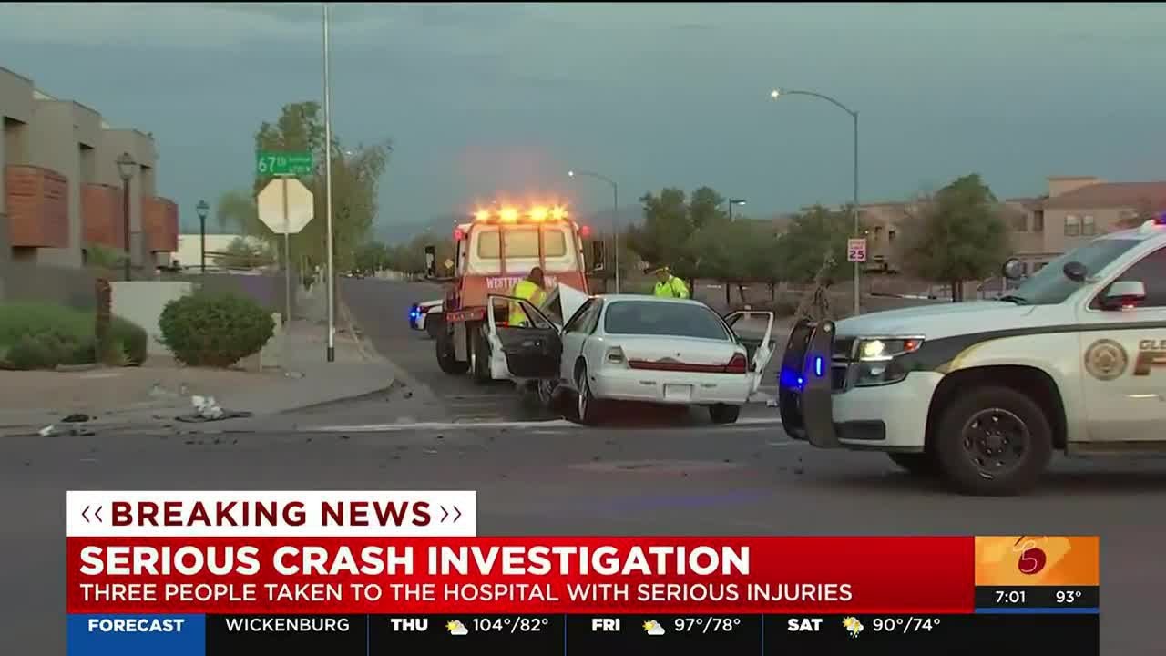 Crash in Glendale leaves 3 seriously injured - YouTube