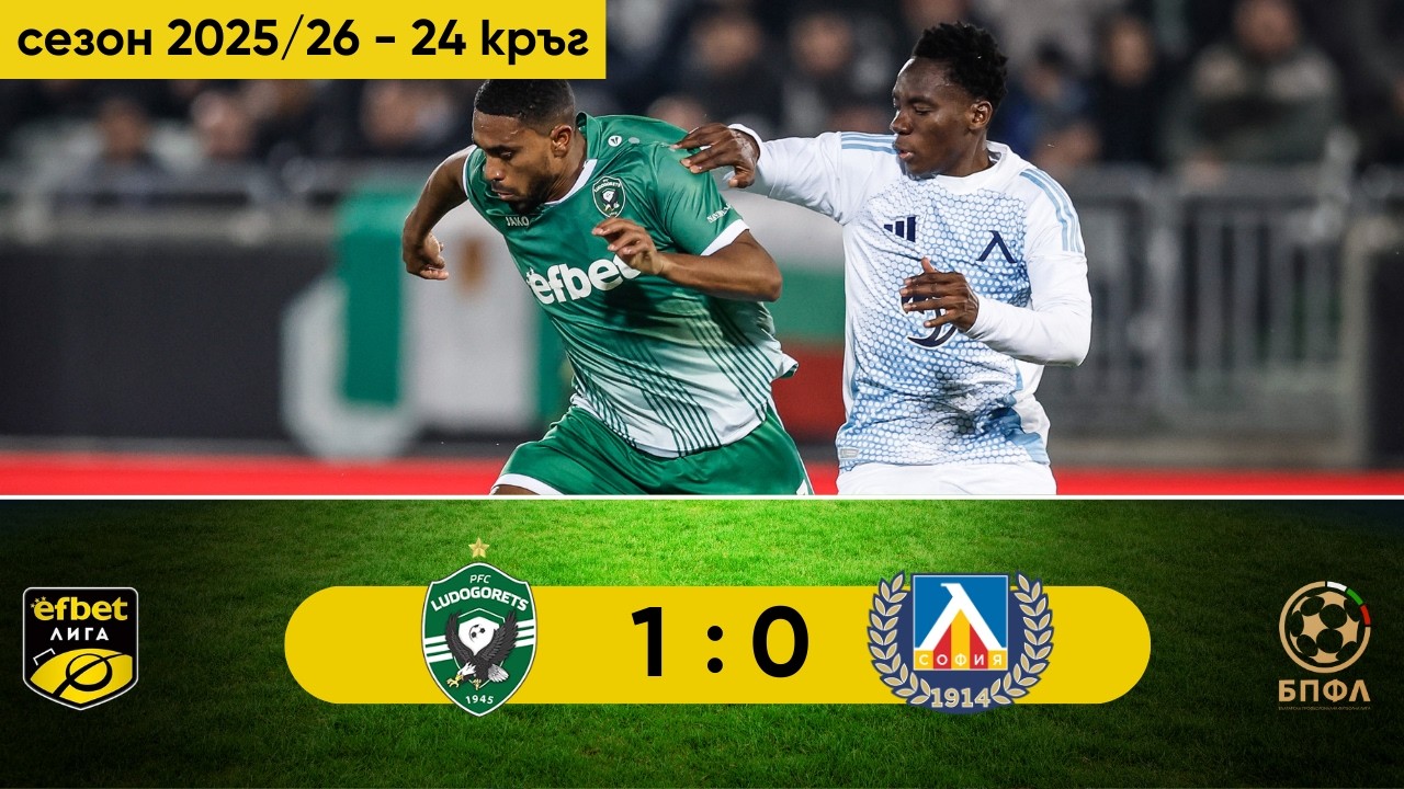 Лудогорец - Левски 1:0 (24 кръг, efbet Лига, сезон 2025/26)