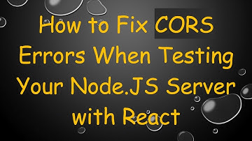 How to Fix CORS Errors When Testing Your Node.JS Server with React