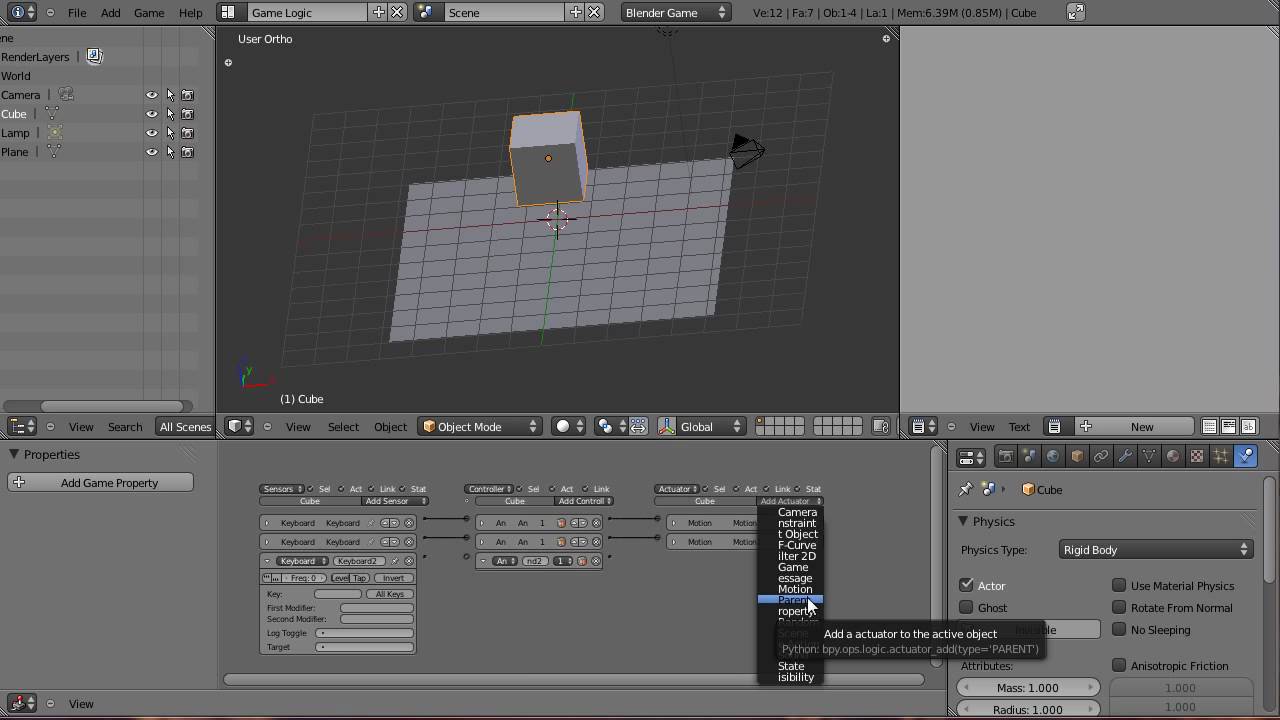 Super3boy's Blender Tutorials RPG Series 1 (Intro to Logic Bricks) YouTube