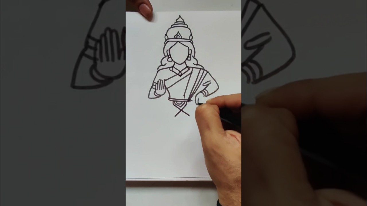 Quick simple and easy drawing of Matarani Using letter KVX/ Maa Annapurna/ Maa