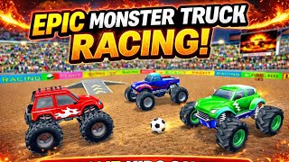 Monster Truck Racing Madness! Crazy Cartoon Car Race Game screenshot 2
