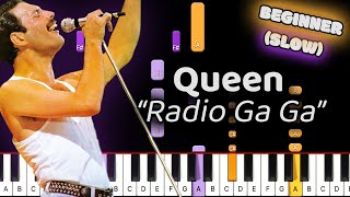 Queen Radio Ga Ga Piano Tutorial! (Beginner) SLOW 50% Speed