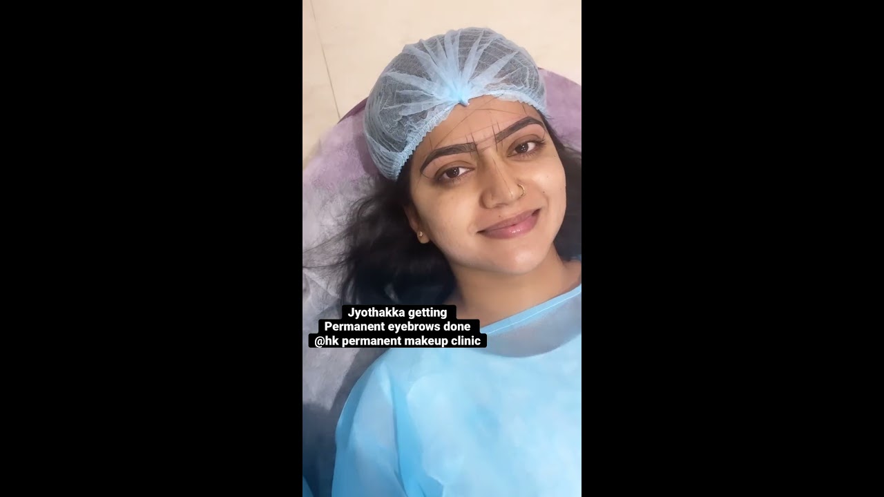 #Jyotakka getting Permanent eyebrows done at #hk #permanentmakeup #harshithakarthik #trendingshorts