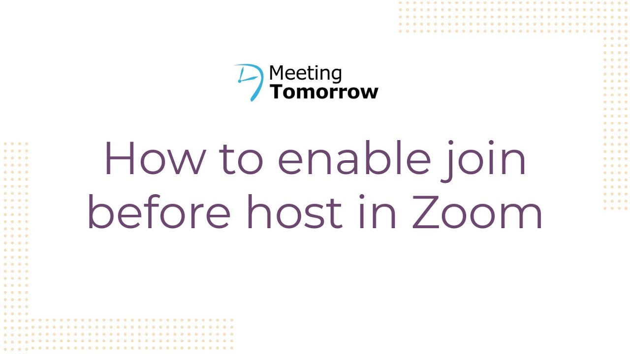 How to enable "join before host" in Zoom YouTube