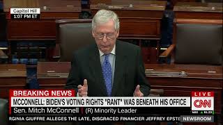 McConnell whines about Biden calling anti-voting rights Republicans 