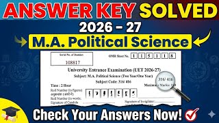 M.A Political Science UET 2026 Answer Key | Two Year / One Year | All 100 Questions Solved
