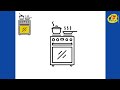 تعليم رسم فرن مطبخ كيوت سهل وبسيط How To Draw Stove Step By Step 