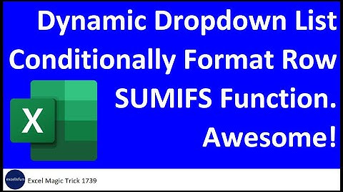 SUMIFS with Dynamic Data Validation List & Conditional Formatting for Row. Excel Magic Trick 1739