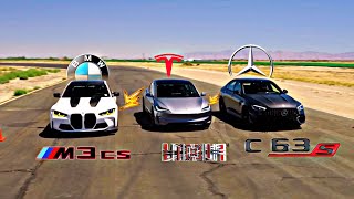 Bmw M3 Cs Vs Mercedes Benz Amg C63 Se Performance Vs Tesla Model 3 Performance