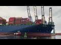 The MV Hyundai Hope is brought into the Port of Wilmington