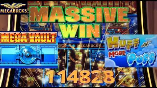 JACKPOT! MASSIVE MEGABUCKS WIN! MEGA VAULT SLOT PLAY! 4 VAULT MAX BET BONUS! HUFF N MORE PUFF SLOTS!