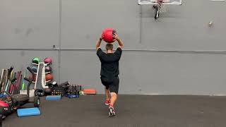 Large Med Ball Drill How To Improve Pitching Mechanics Velocity P5 Overhead Front Leg Throw