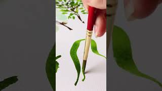 Painting Leaves! Tutorial linked above :) #artshorts #watercolor #floralwatercolor #watercolour