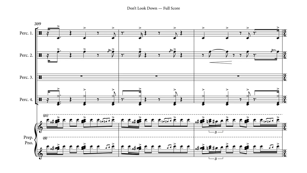 Christopher Cerrone: "Don't Look Down" (Score-Follow) ft. Sandbox Percussion & Conor Hanick