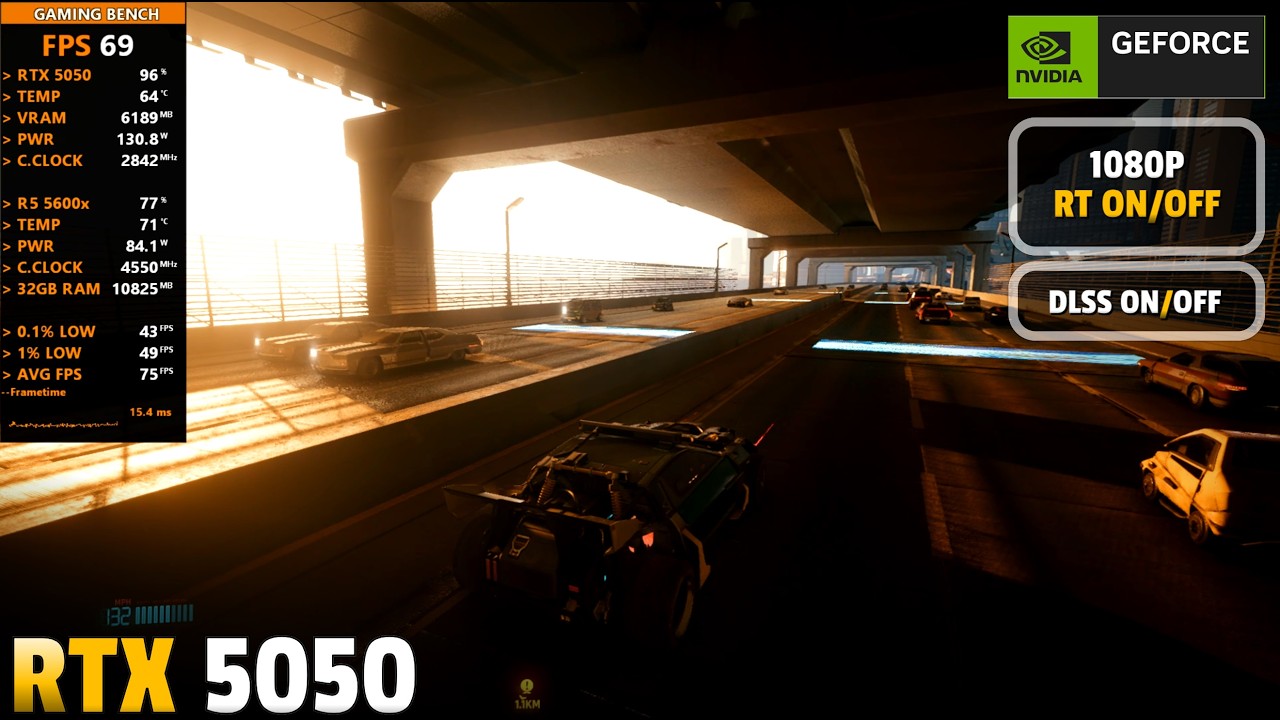 RTX 5050 + R5 5600X — Cyberpunk 2077 | RT ON /OFF | DLSS 4 | MFG x4