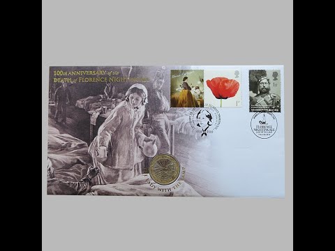 2010 Florence Nightingale 100th Anniversary of Death £2 Pounds Coin Cover - Benham First Day Cover