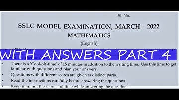 SSLC / PART 4 MATHS/ WITH ANSWERS MODEL EXAM 2022 QUESTION PAPER WITH ANS / KERALA/ PART 4 /CLASS 10
