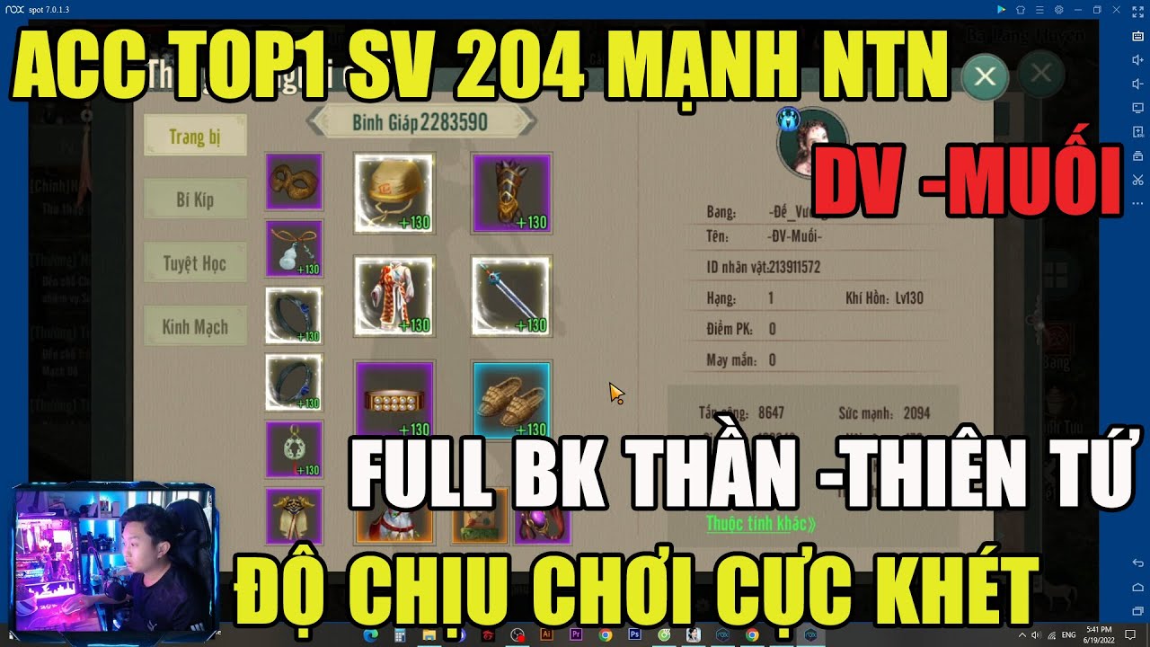VL1 MOBILE: TOP1 SV204 MẠNH NTN -ĐỘ CHỊU CHƠI CỰC KHÉT -FULL THIÊN TỨ -FULL BK THẦN- SIÊP VIP SV MỚI
