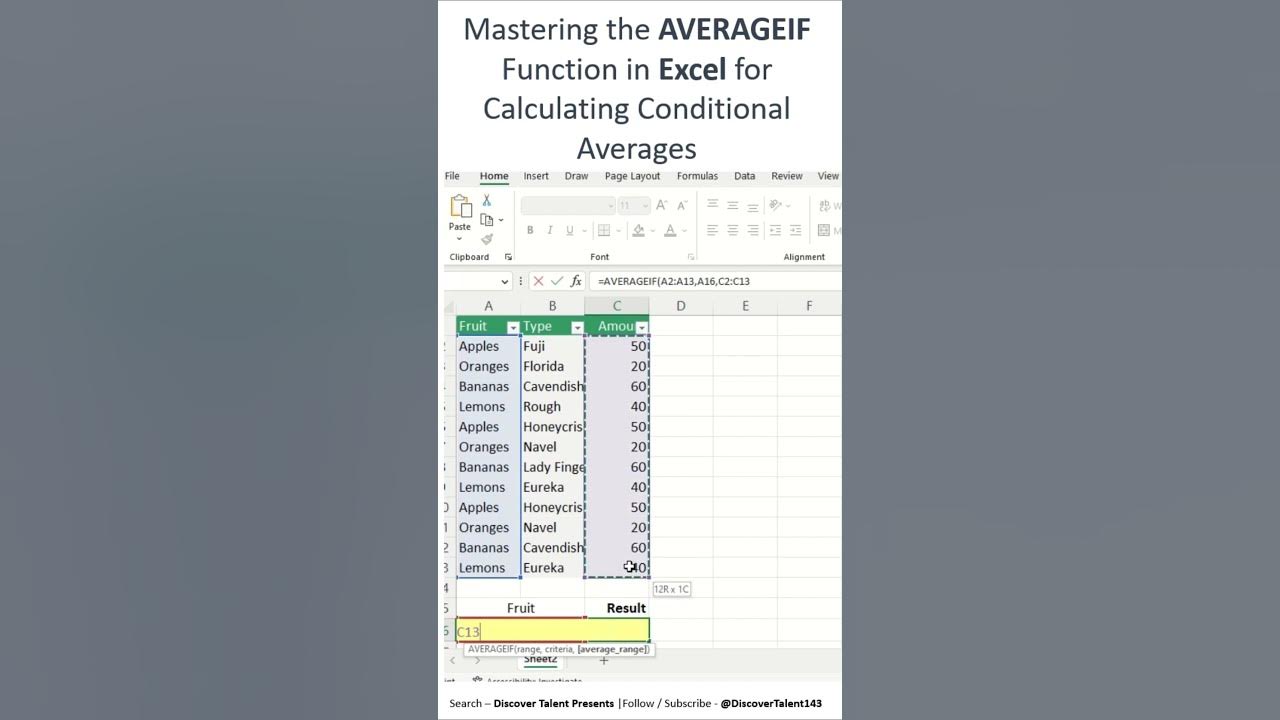 AVERAGEIF in Excel Mastering the AVERAGEIF Function in Excel for Calculating Conditional