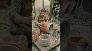 Simple rope + cement = stunning garden masterpiece 🌸#satisfyingvideo #diy #recyclingideas #tranding
